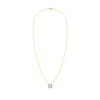 Greenwich cable chain necklace featuring four 4 mm Nantucket blue topaz and one 2.1 mm diamond bezel set in 14k yellow gold
