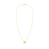 Greenwich cable chain necklace featuring four 4 mm round cut peridots and one 2.1 mm diamond bezel set in 14k yellow gold