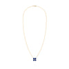 Greenwich cable chain necklace featuring four 4 mm round cut sapphires and one 2.1 mm diamond bezel set in 14k yellow gold