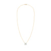 Greenwich cable chain necklace featuring four 4 mm round cut white topaz and one 2.1 mm diamond bezel set in 14k yellow gold