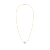 Greenwich cable chain necklace featuring five 4 mm round cut white topaz and one 2.1 mm diamond bezel set in 14k yellow gold