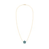 Greenwich cable chain necklace featuring five 4 mm round cut alexandrites & one 2.1 mm diamond bezel set in 14k yellow gold