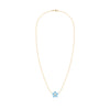 Greenwich cable chain necklace featuring five 4 mm Nantucket blue topaz and one 2.1 mm diamond bezel set in 14k yellow gold