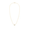 Greenwich cable chain necklace featuring five 4 mm round cut opals and one 2.1 mm diamond bezel set in 14k yellow gold