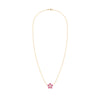 Greenwich cable chain necklace featuring five 4 mm pink tourmalines and one 2.1 mm diamond bezel set in 14k yellow gold