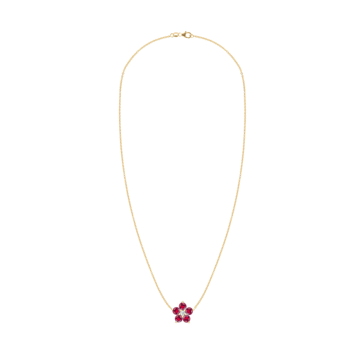 Ruby Gold Flower Necklace