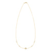 14k yellow gold Classic necklace featuring four round birthstones and one 1/4” flat disc engraved with a heart