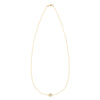 14k yellow gold 1.17 mm cable chain necklace featuring one 1/4” flat disc engraved with a heart