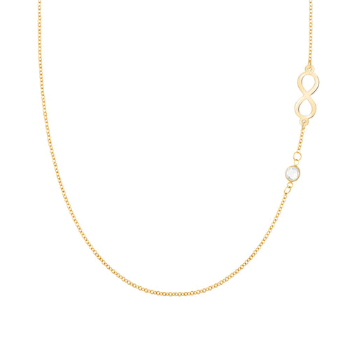 Infinity & Petite 1 Birthstone Necklace in 14k Gold