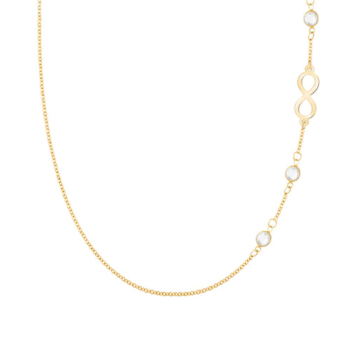 Infinity & Petite 3 Birthstone Necklace in 14k Gold