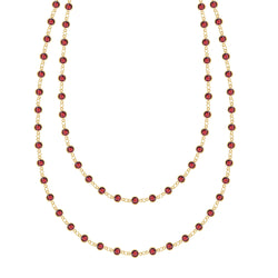 Newport Garnet Long Necklace in 14k Gold (January)