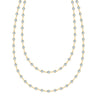 Newport Wrap necklace featuring 4 mm briolette cut aquamarines bezel set in 14k yellow gold - front view