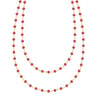 Newport Wrap necklace featuring 4 mm briolette cut rubies bezel set in 14k yellow gold - front view