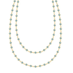 Newport Nantucket Blue Topaz Long Necklace in 14k Gold (December)