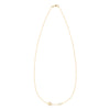 14k gold cable chain Classic necklace featuring one birthstone and one 1/4” flat disc engraved with the letter A
