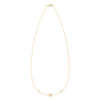14k gold cable chain Classic necklace featuring two birthstones and one 1/4” flat disc engraved with the letter A