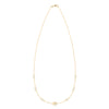 14k gold cable chain Classic necklace featuring six birthstones & one 1/4” flat disc engraved with the letter A