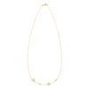 14k yellow gold Classic necklace featuring two birthstones and two 1/4” flat letter-engraved discs