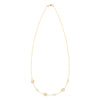14k gold Classic necklace featuring three birthstones and three 1/4” flat letter-engraved discs
