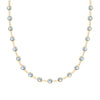 Newport necklace featuring nineteen 4 mm briolette cut aquamarines bezel set in 14k yellow gold - front view