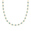 Newport necklace featuring nineteen 4 mm briolette cut Nantucket blue topaz bezel set in 14k yellow gold - front view