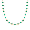 Newport necklace featuring nineteen 4 mm briolette cut emeralds bezel set in 14k yellow gold - front view