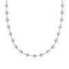 Newport necklace featuring fourty-two 4 mm briolette cut aquamarines bezel set in 14k white gold