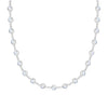 Newport necklace featuring nineteen 4 mm briolette cut moonstones bezel set in 14k white gold