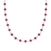 Newport necklace featuring nineteen 4 mm briolette cut rubies bezel set in 14k white gold