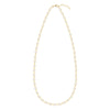 Newport necklace featuring forty-nine 4 mm briolette cut white topaz bezel set in 14k yellow gold