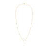 Providence Alexandrite vertical bar pendant necklace featuring 3 petite baguette stones set in 14k yellow gold