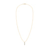 Providence Aquamarine vertical bar pendant necklace featuring 3 petite baguette stones set in 14k yellow gold