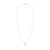 Providence Peridot vertical bar pendant necklace featuring 3 petite baguette stones set in 14k yellow gold
