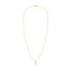 Providence White Topaz vertical bar pendant necklace featuring 3 petite baguette stones set in 14k yellow gold