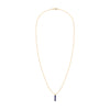 Providence Sapphire vertical bar pendant necklace featuring 3 petite baguette stones set in 14k yellow gold
