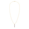 Providence vertical bar pendant necklace featuring 6 petite Amethyst baguette stones set in 14k yellow gold