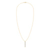 Providence vertical bar pendant necklace featuring 6 petite Aquamarine baguette stones set in 14k yellow gold
