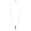 Providence vertical bar pendant necklace featuring 6 petite Emerald baguette stones set in 14k yellow gold