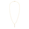Providence vertical bar pendant necklace featuring 6 petite White Topaz baguette stones set in 14k yellow gold