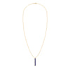 Providence vertical bar pendant necklace featuring 6 petite Sapphire baguette stones set in 14k yellow gold