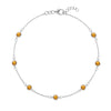 Bayberry 1.17 mm cable chain birthstone bracelet featuring seven 4 mm briolette citrines bezel set in 14k white gold