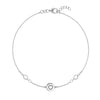14k white gold Classic bracelet featuring two birthstones and one 1/4” flat disc engraved with a heart symbol