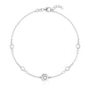 14k white gold Classic bracelet featuring four birthstones and one 1/4” flat disc engraved with a heart symbol