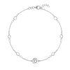 14k white gold Classic bracelet featuring six birthstones and one 1/4” flat disc engraved with a heart symbol