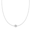 14k white gold 1.17 mm cable chain necklace featuring one 1/4” flat disc engraved with a heart