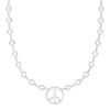 Newport necklace featuring one 1/2” cutout Peace Sign and 4 mm gemstones bezel set in 14k white gold