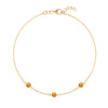 Bayberry 1.17 mm cable chain birthstone bracelet featuring three 4 mm briolette citrines bezel set in 14k gold - front view