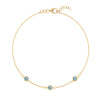 Bayberry cable chain birthstone bracelet featuring three 4 mm Nantucket blue topaz bezel set in 14k gold - front view