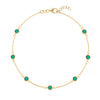 Bayberry 1.17 mm cable chain birthstone bracelet featuring seven 4 mm briolette emeralds bezel set in 14k gold - front view