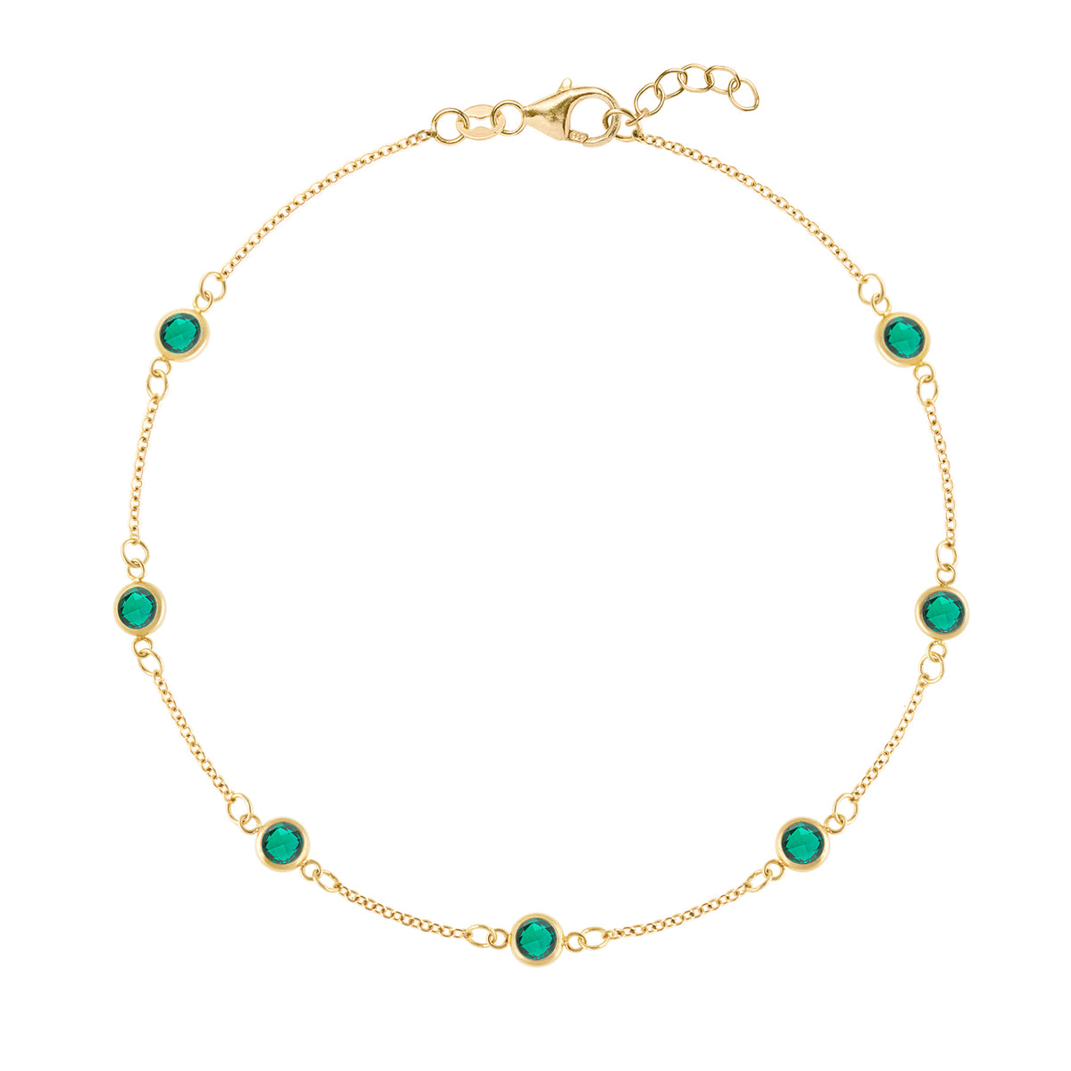 14kt gold and diamond emerald chain link bracelet | Luna Skye